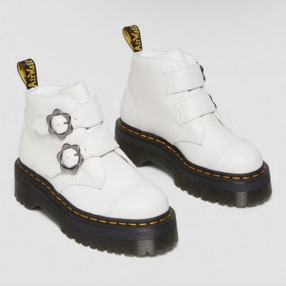 Dr Martens Devon Flower Quad White Boots NEW - Picture 7 of 7
